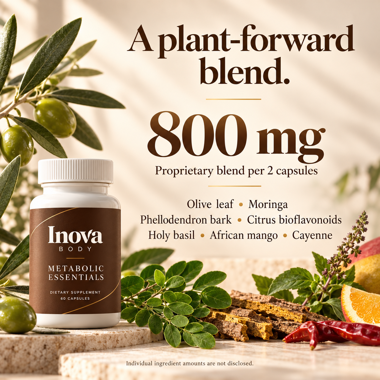 800 mg proprietary blend per two capsules, with seven botanical extracts